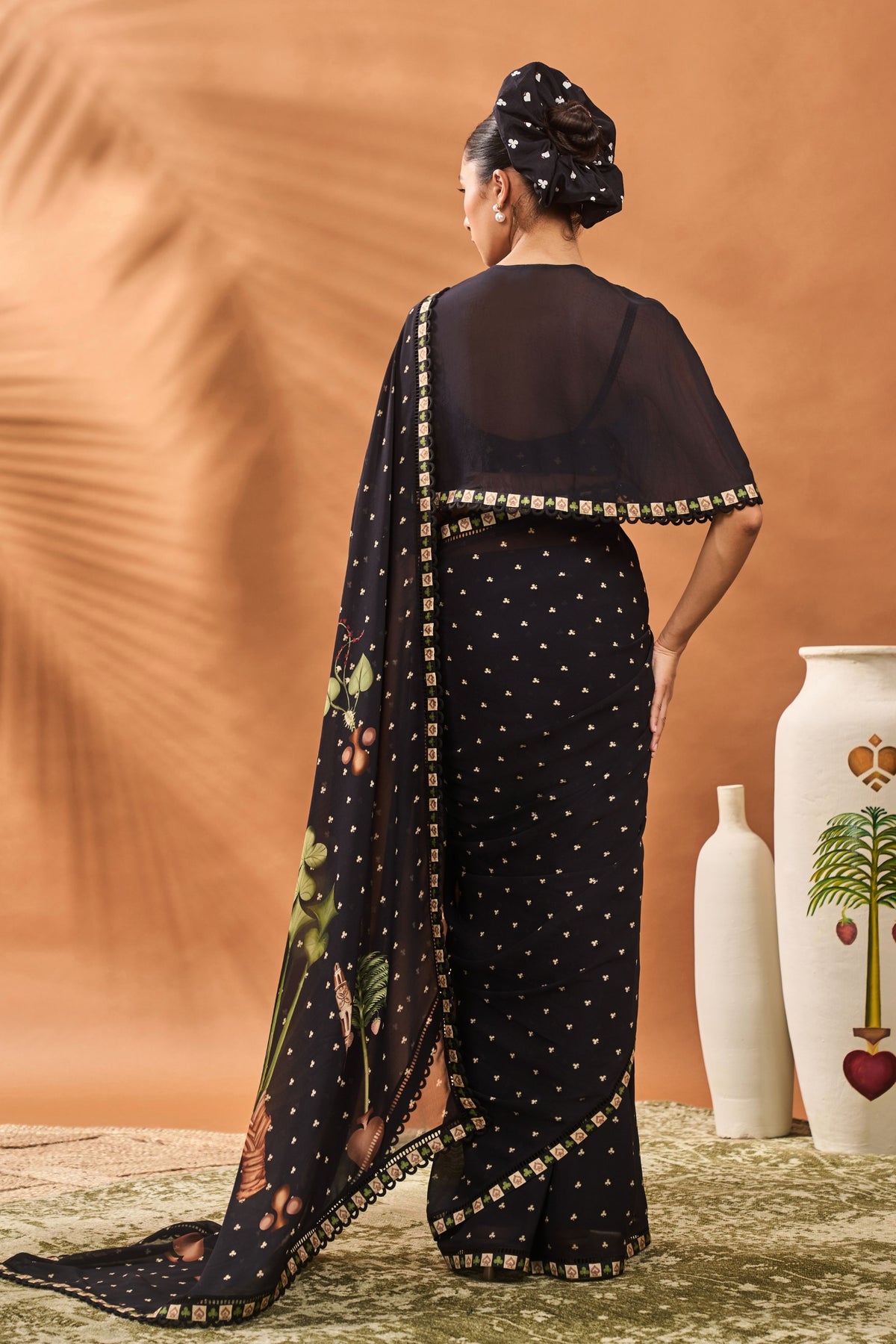 Black Striped All Fours Saree