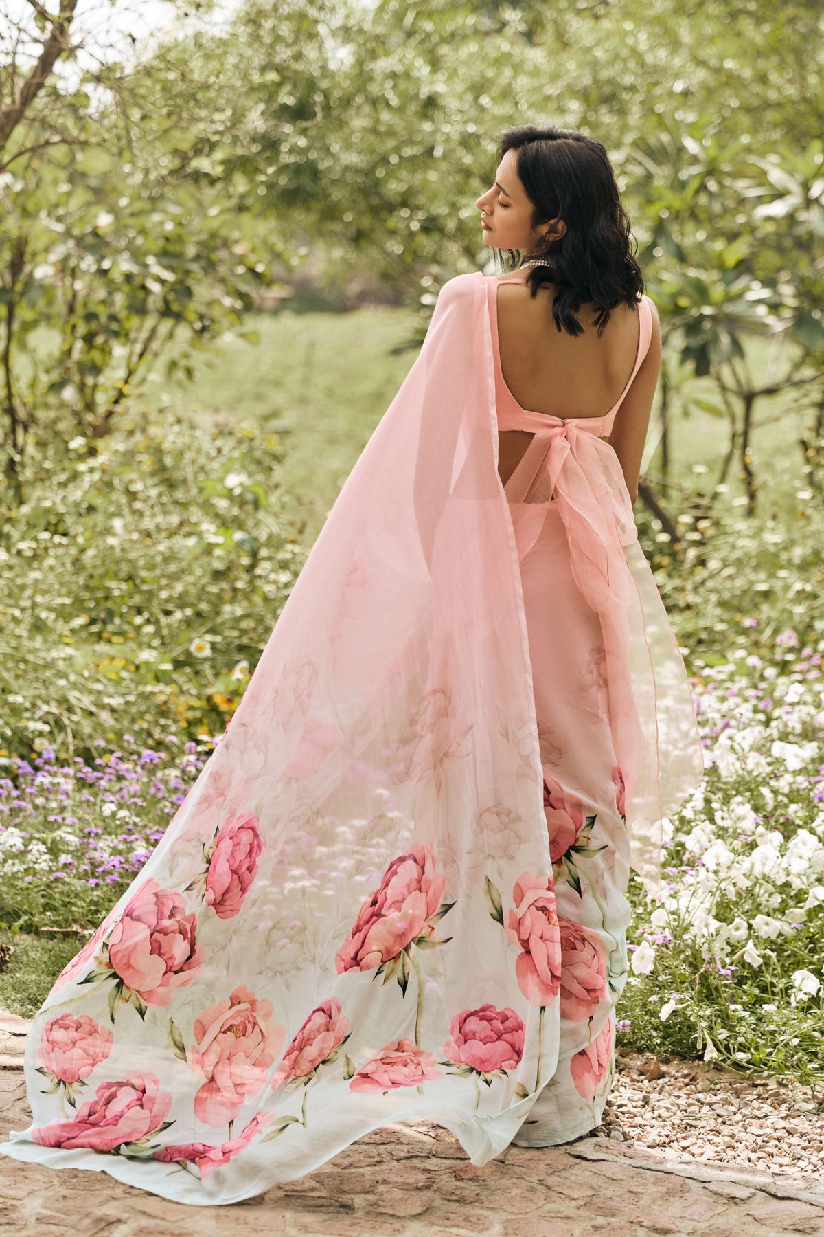 Monica Coral Reef Ombre Saree