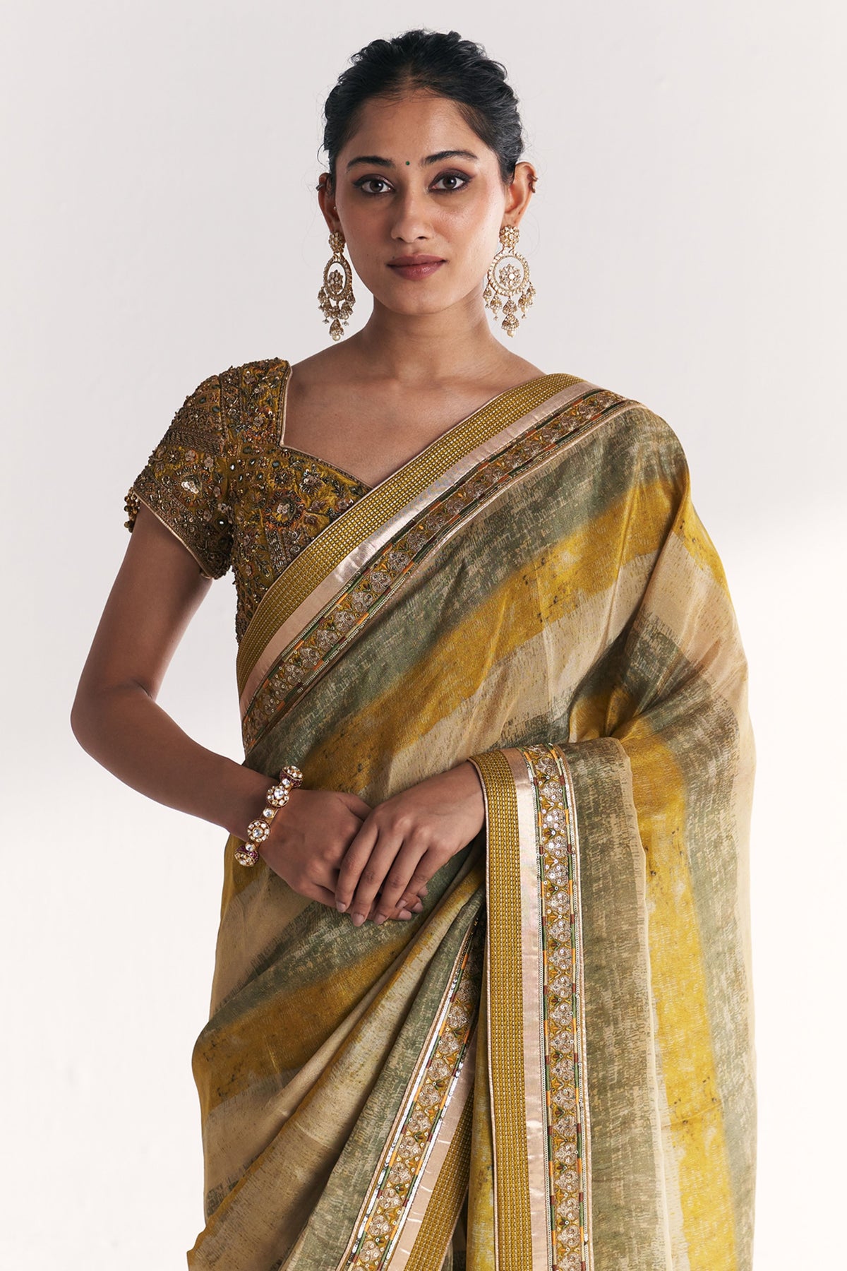 Kusum Lime Green Saree