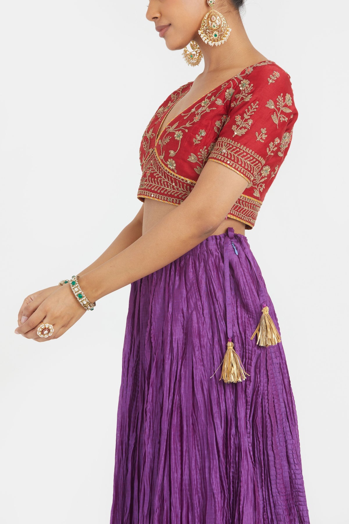 Red Silk Lehenga Set
