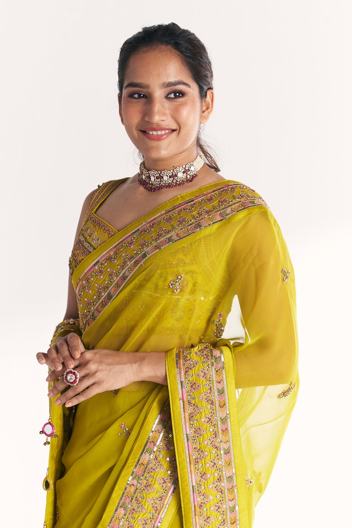 Rangeela Lime Green Saree
