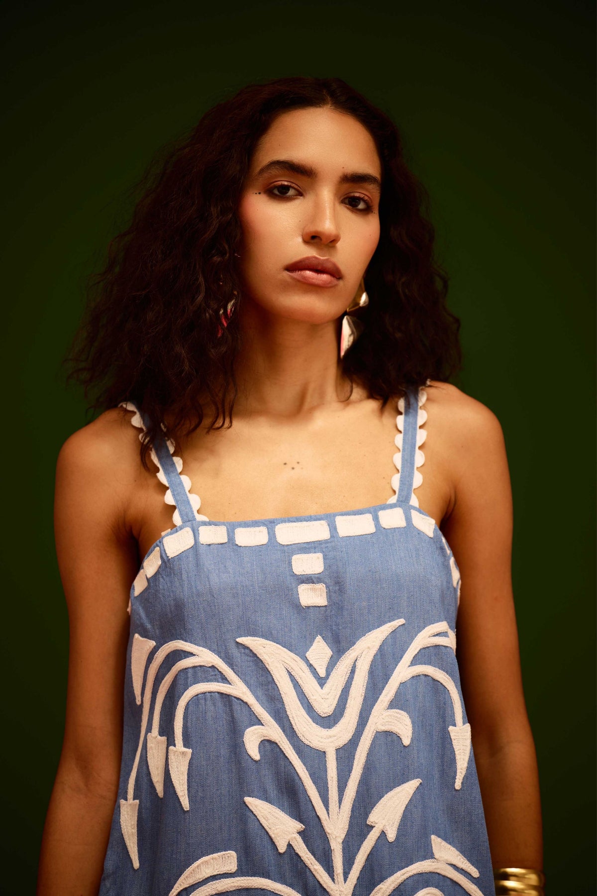 Denim Strappy Shift Dress