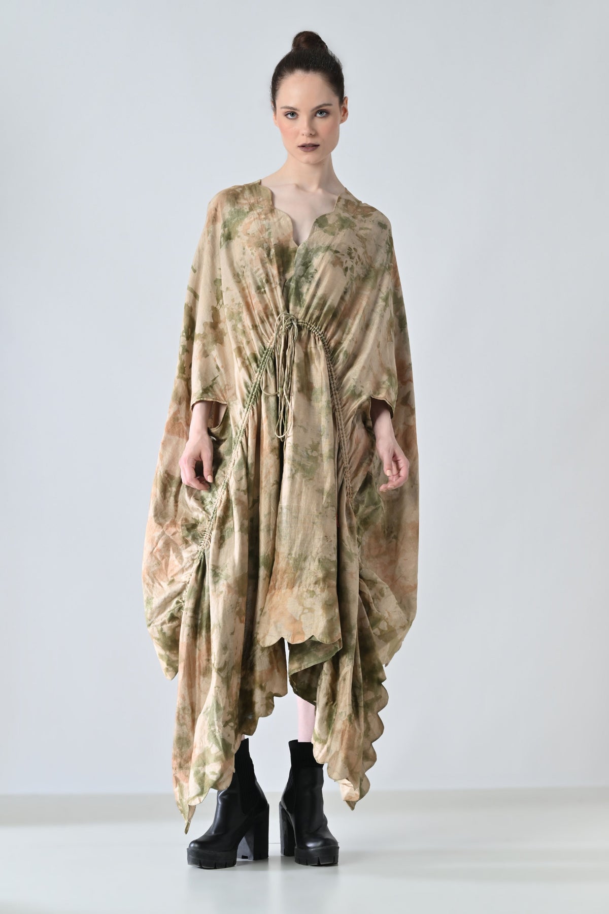 Desert Beige Drape Kaftan Dress