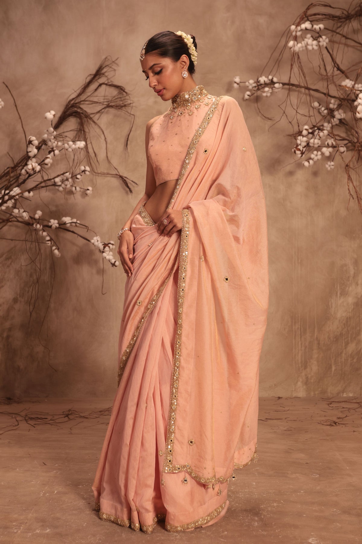 Light Pink Choker Saree Set