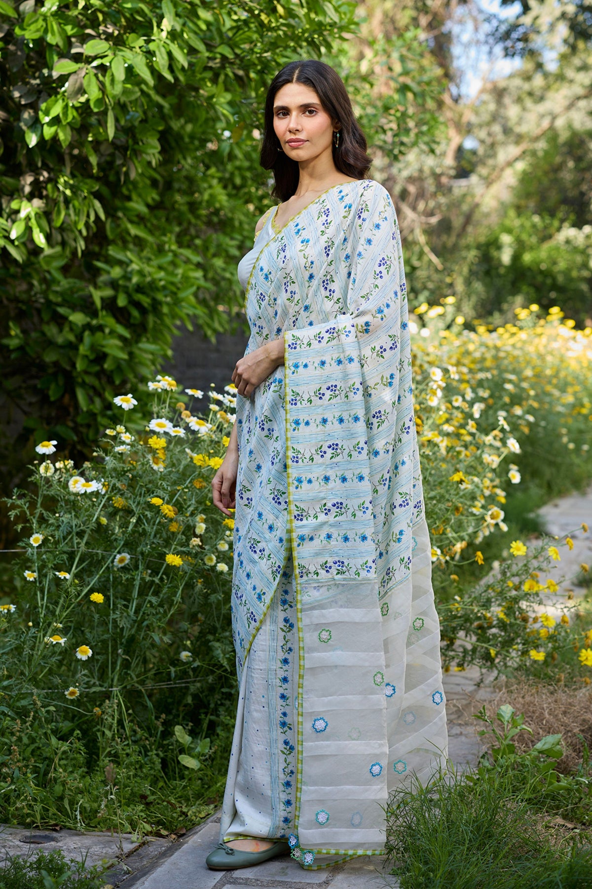 Hidden Orchard Ivory Saree