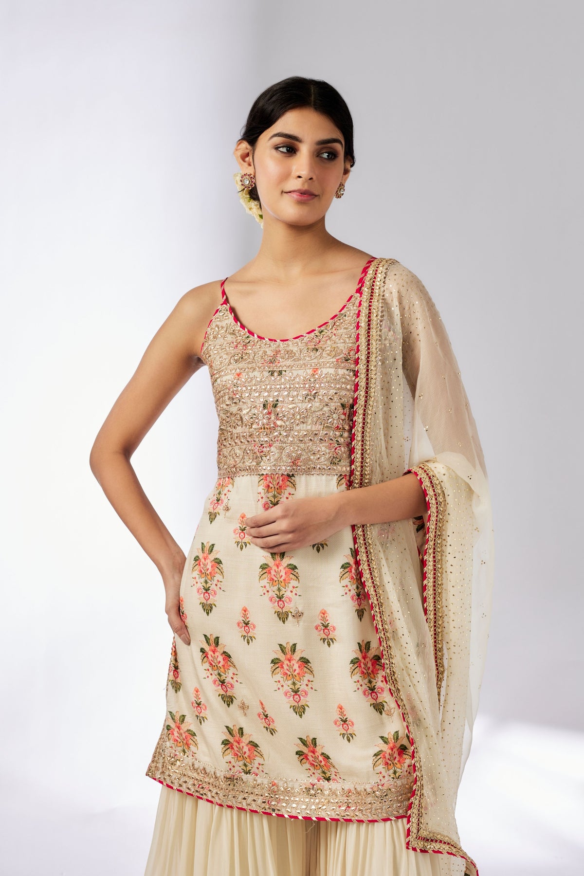 Ivory Chhaya Strappy Sharara Set