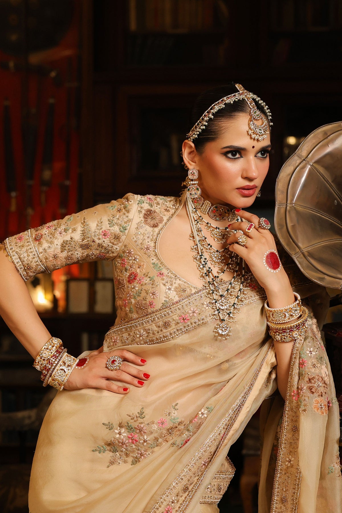 Ahista Ivory Mayur Saree Set