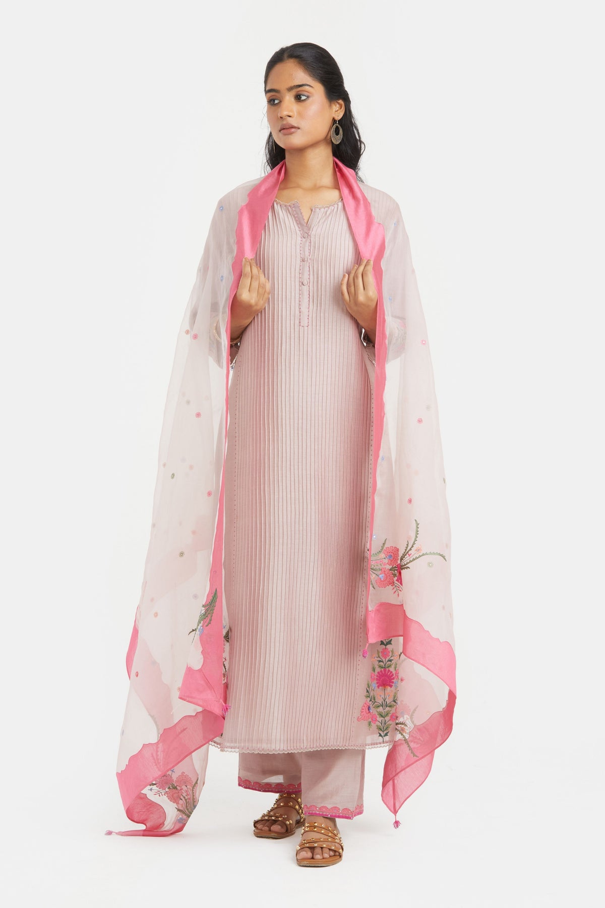 Lilac Pintucks Kurta Set