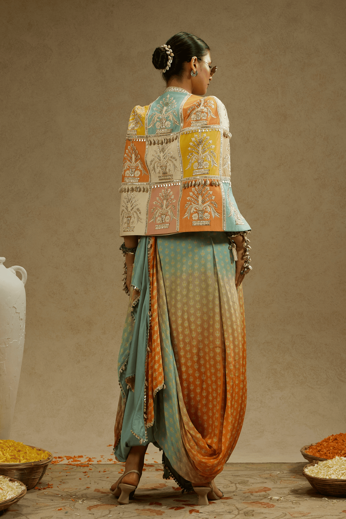 Cape With Bustier and Drape Skirt
