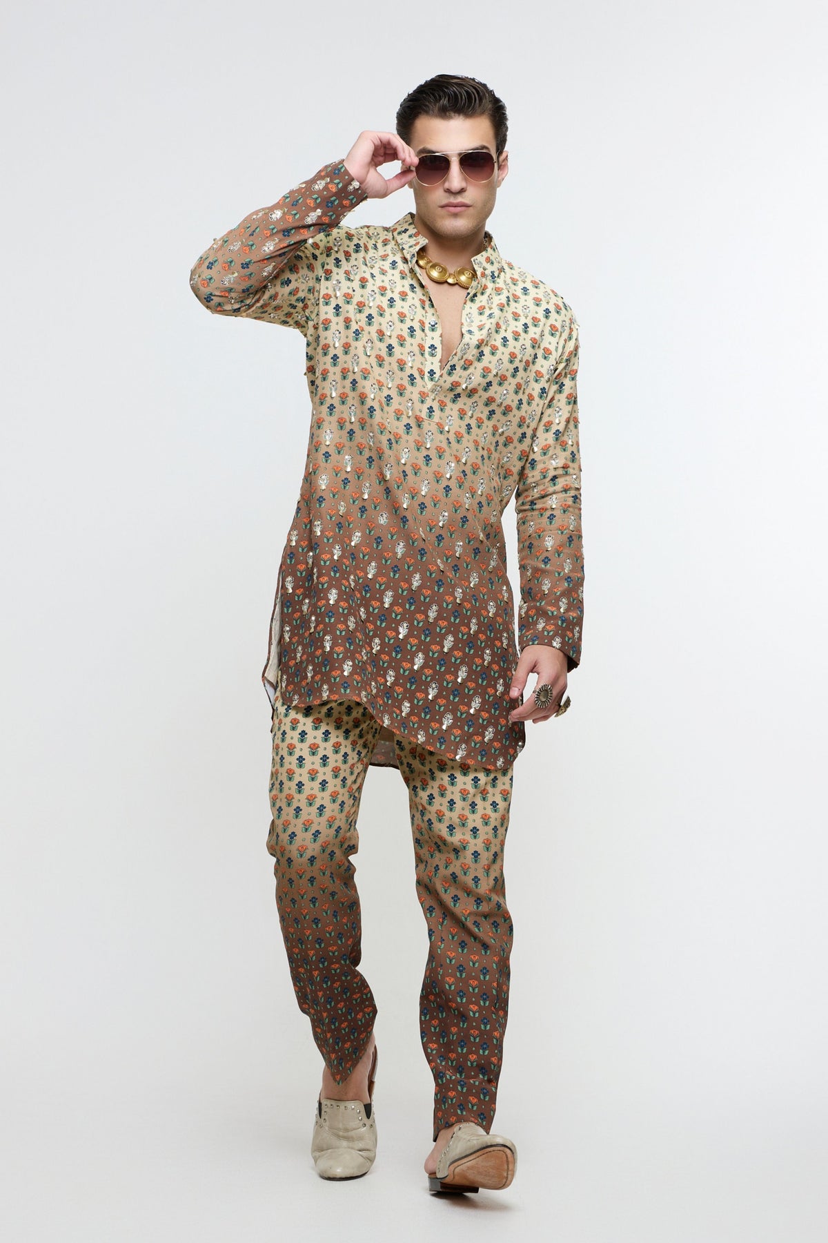 Ombre Print Highlighted Kurta Set