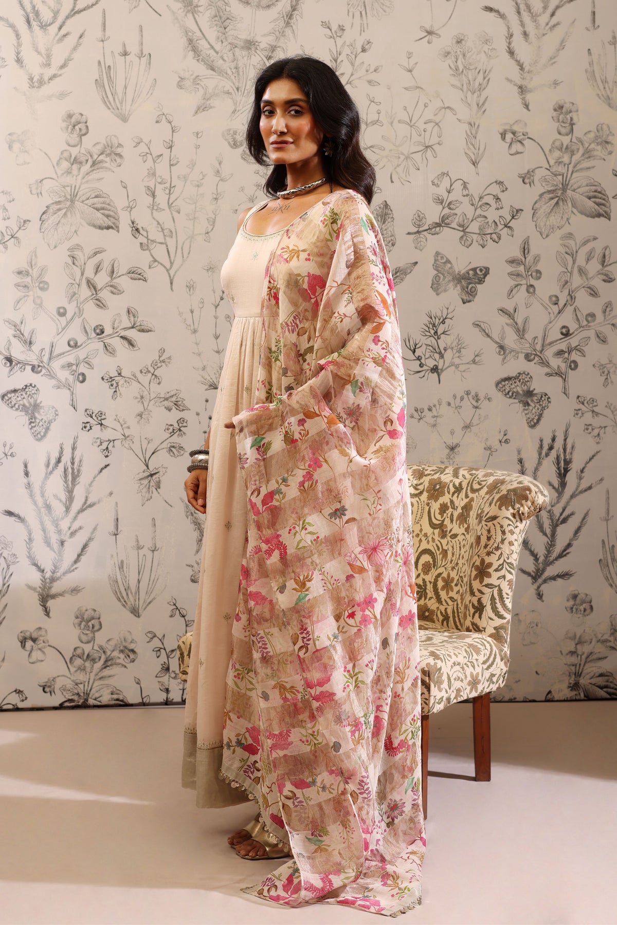 Aparajita White Anarkali Set