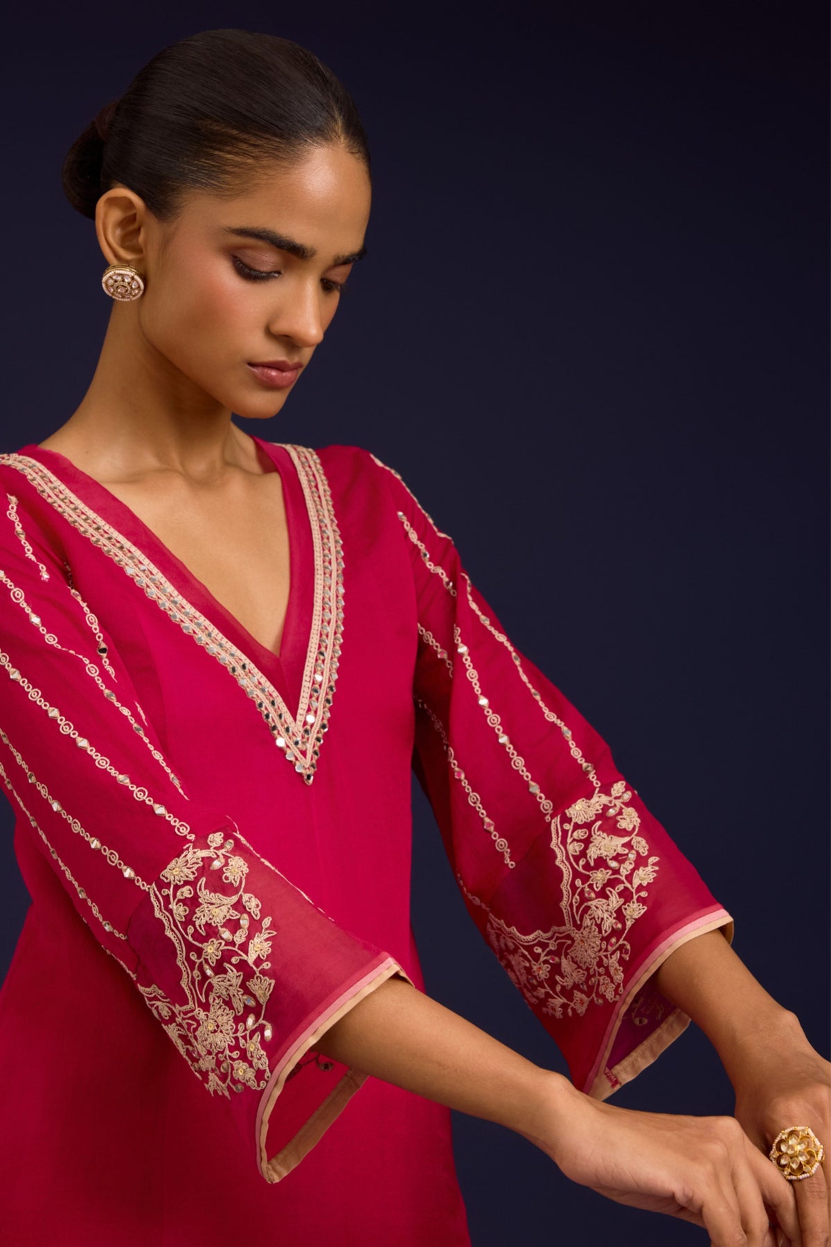 Fuchsia Cotton Kurta Set