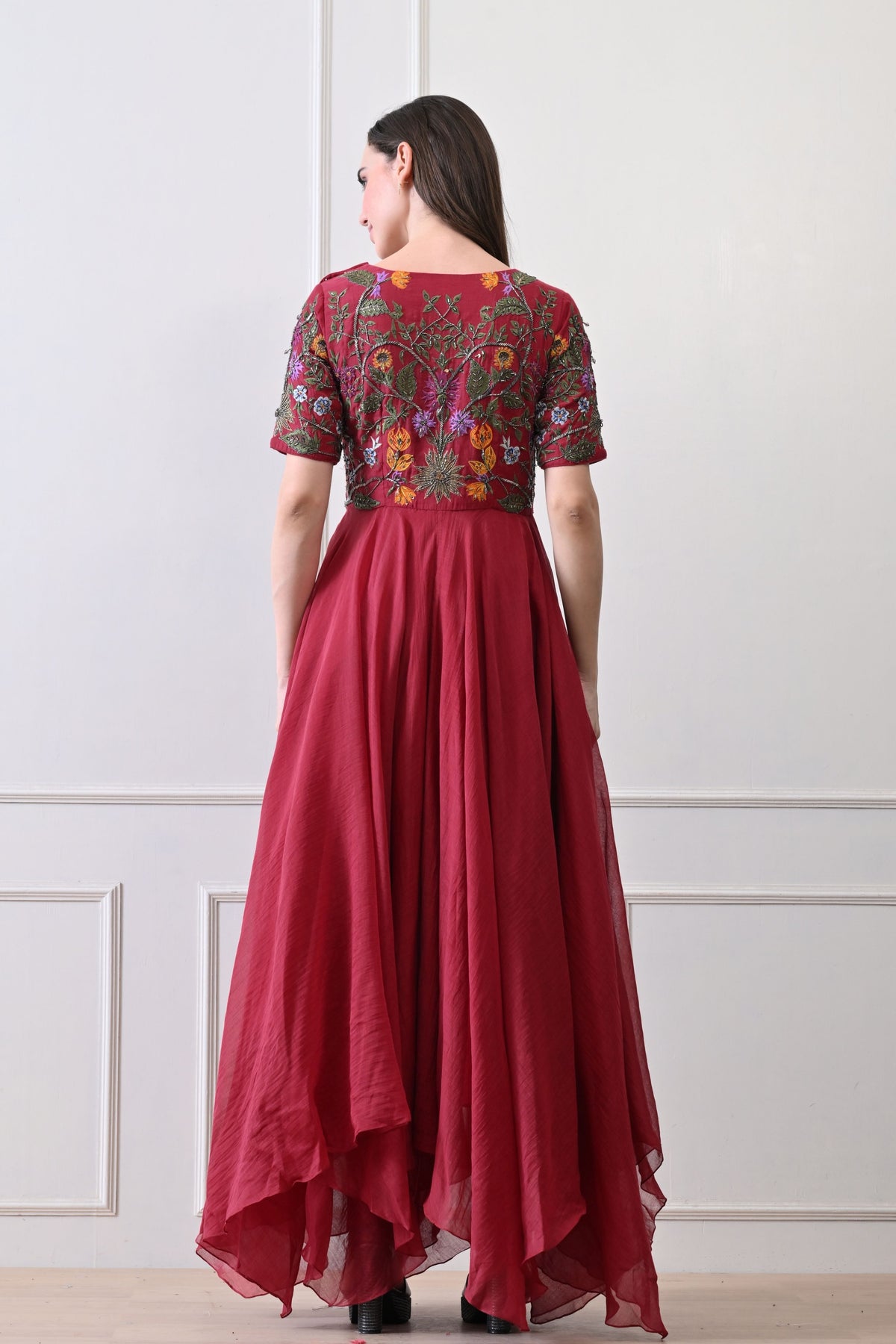 Maroon Zardozi Embroidered Anarkali