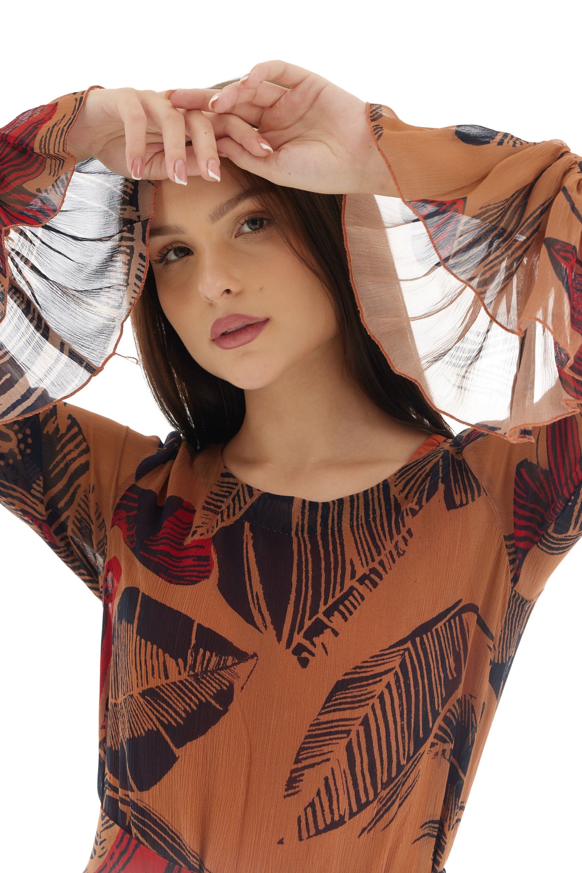 Orange Floral Long Dress
