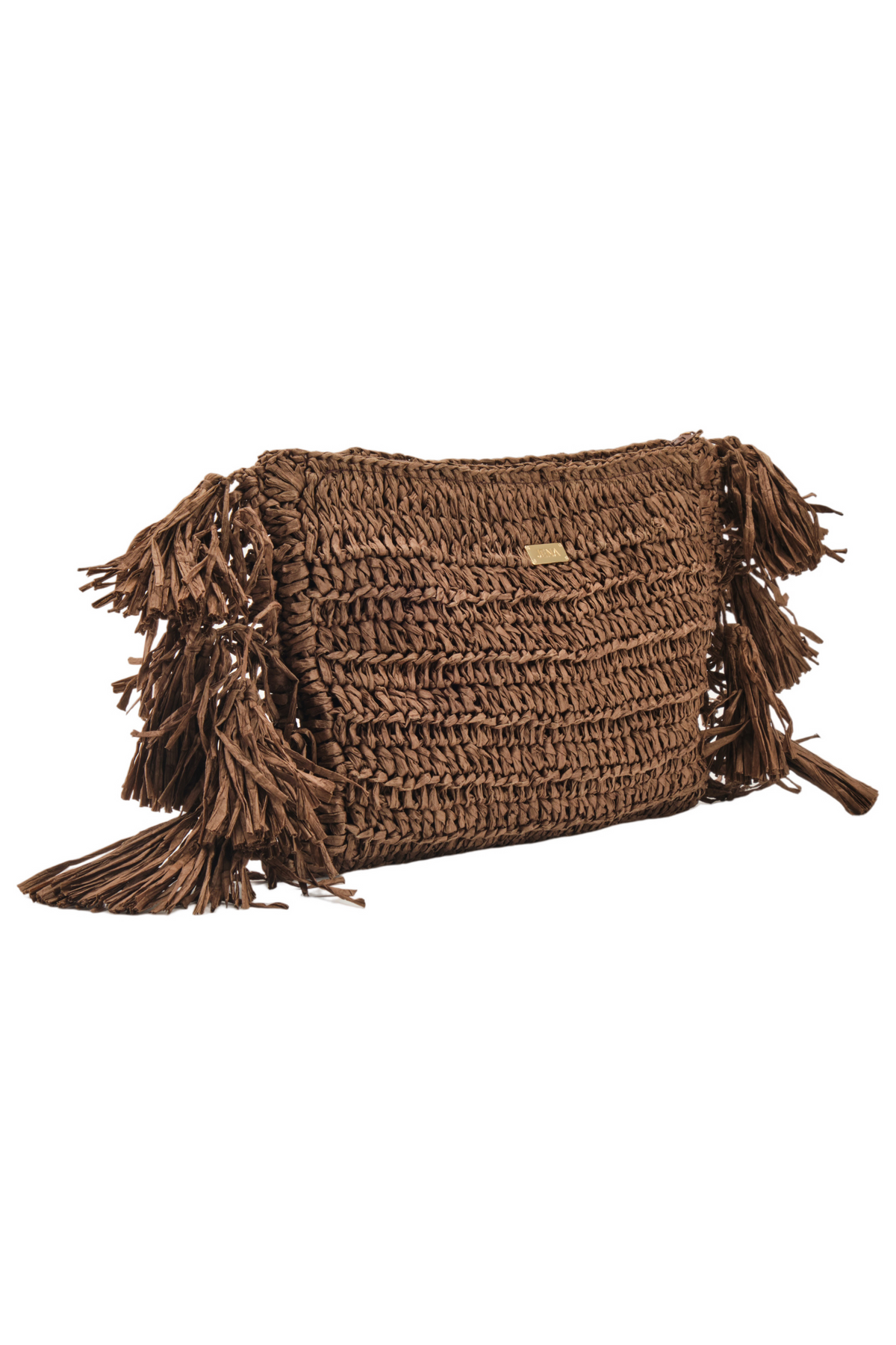 Raffia Clutch With Tassels