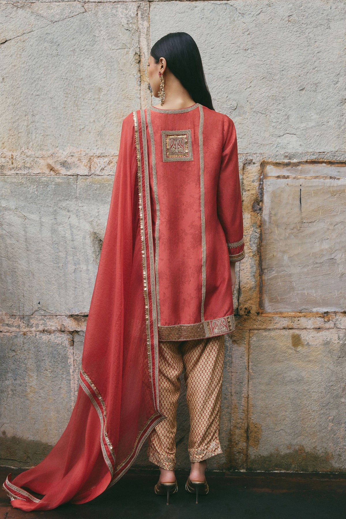 Red Short Kurta Salwar Set