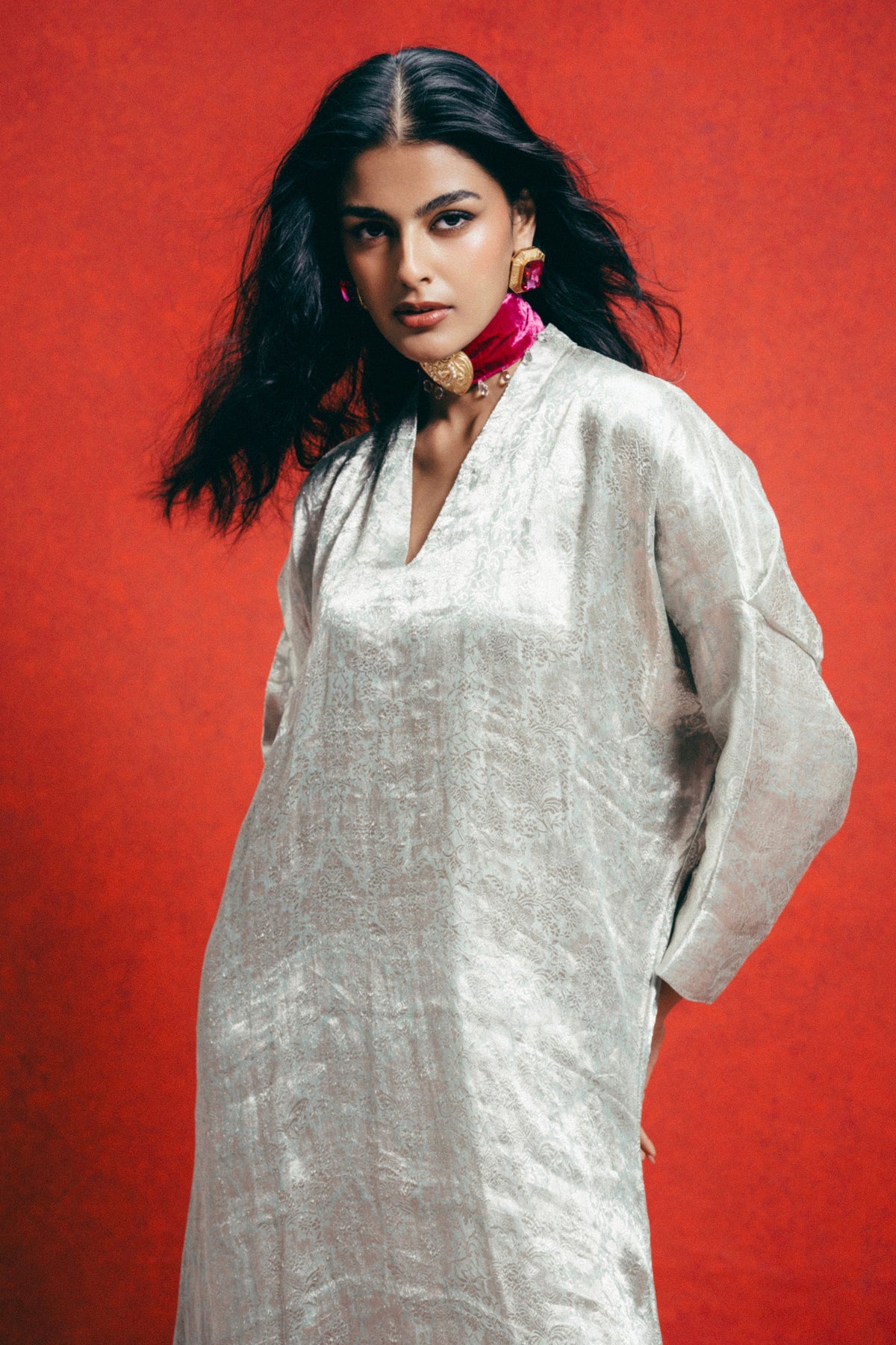 Handwoven Sea Green Banarasi Kaftan