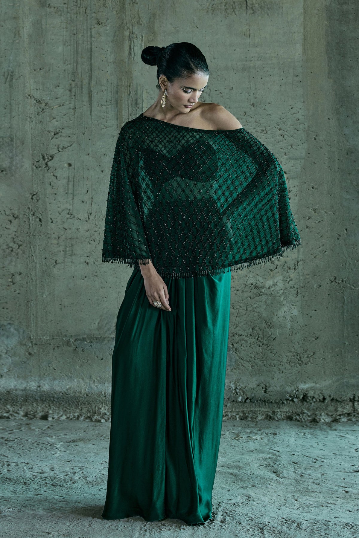 Emerald Cape With Bustier and Skirt