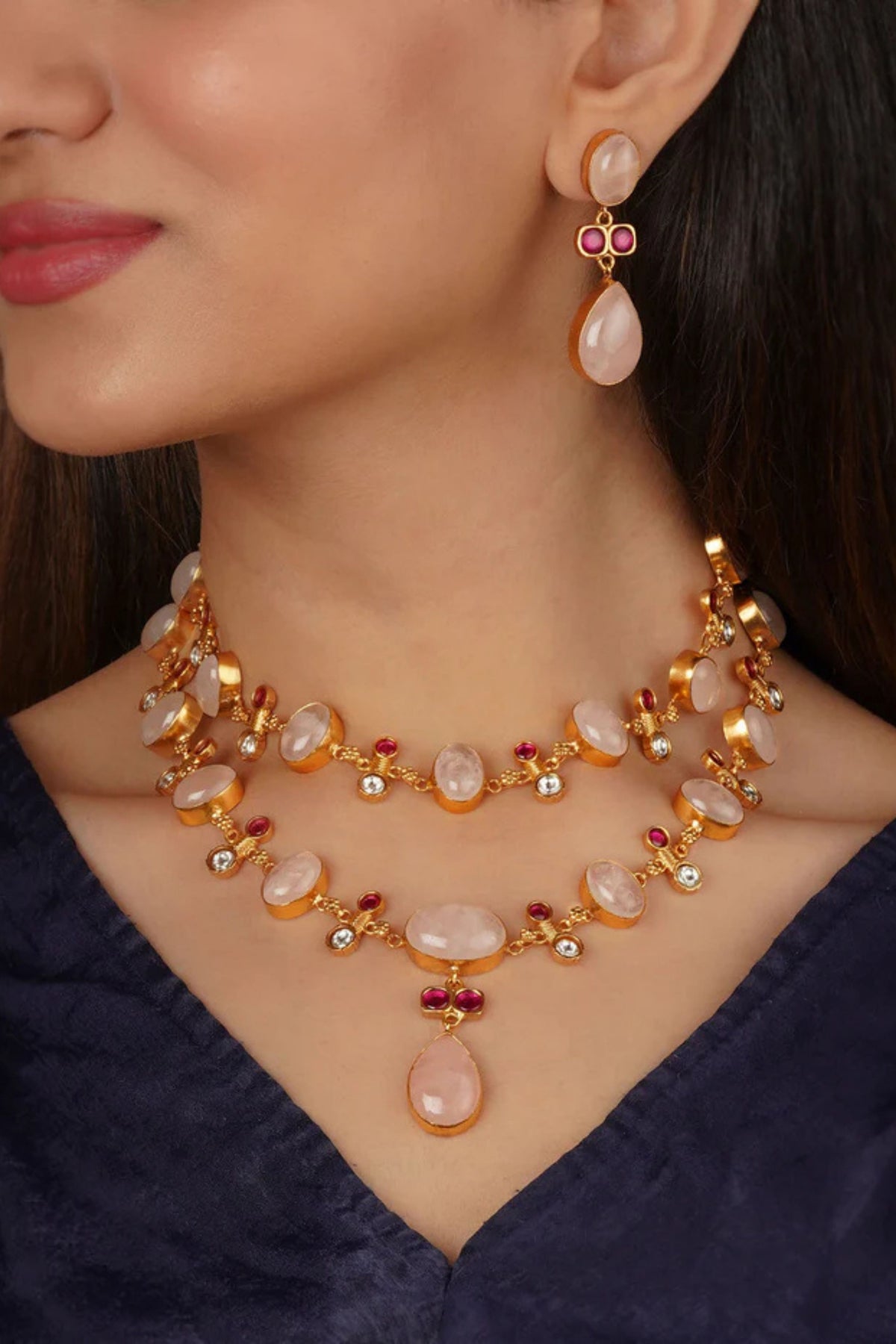 Gold Plated Contemporary Necklace Set