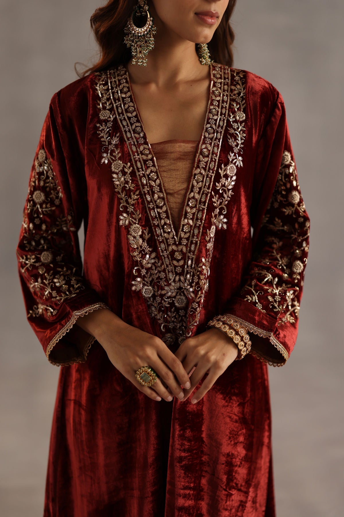 Minar Garnet Kurta Set