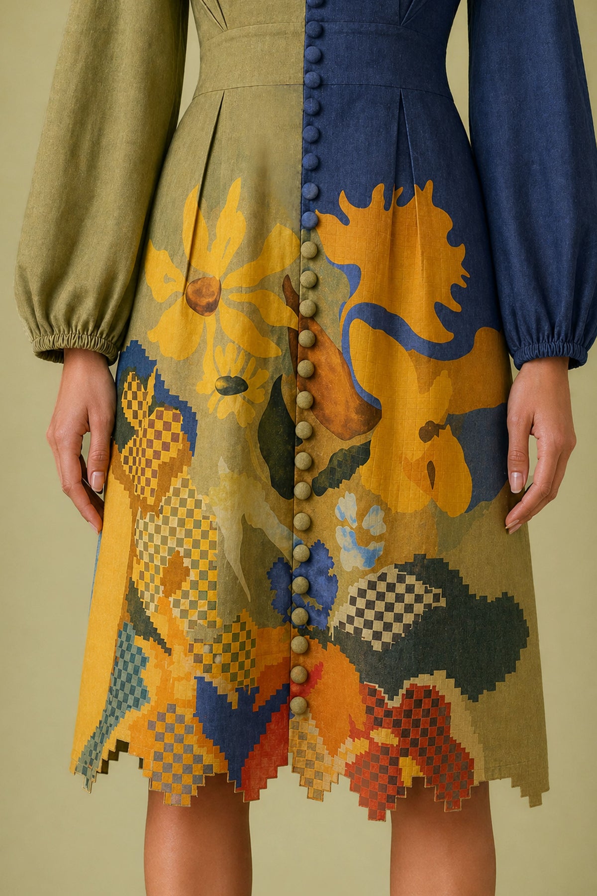 Ikat Cutwork Fitted Dress