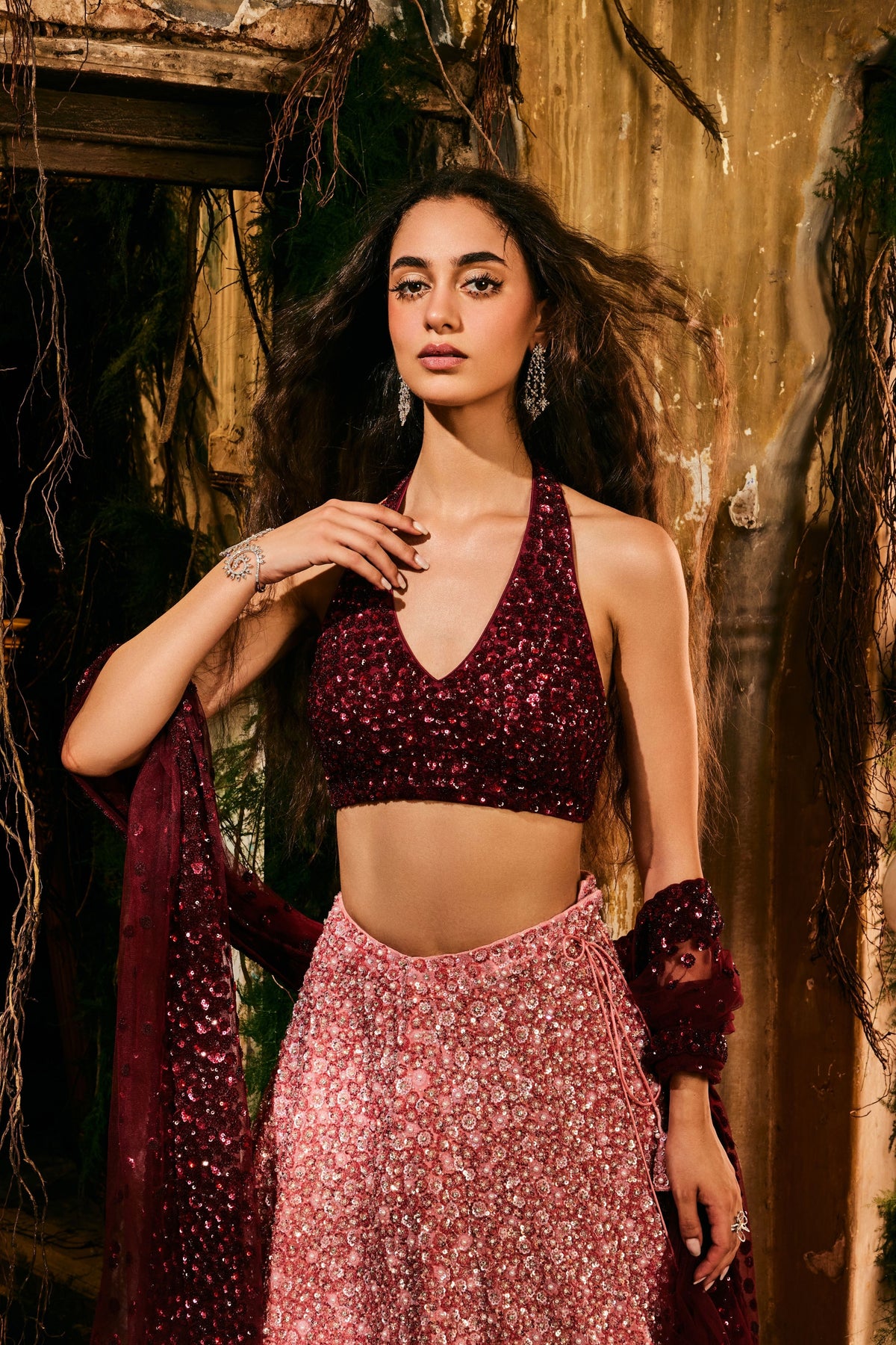 Crimson Aurora Lehenga Set