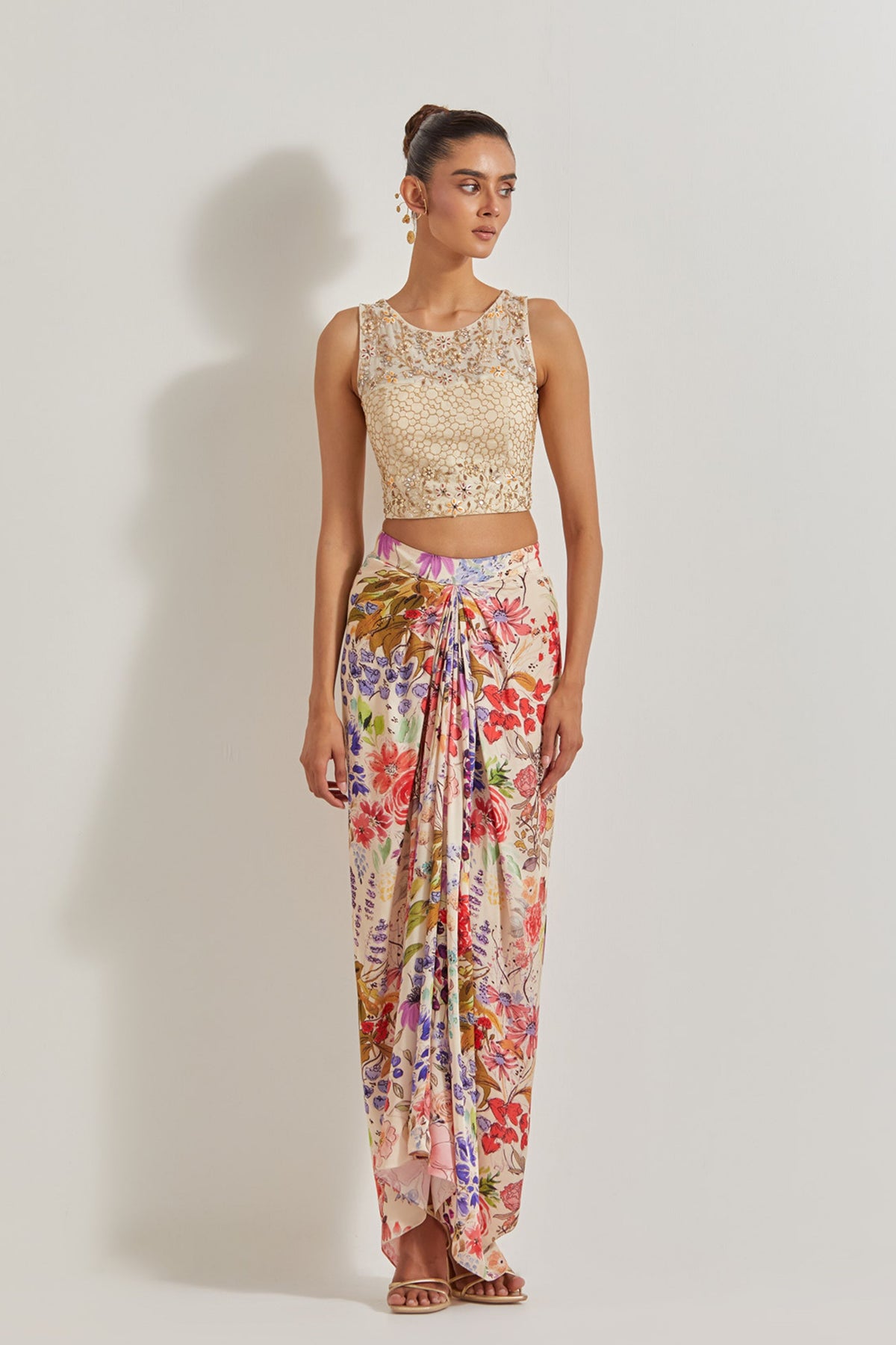 Satin Cowl Skirt Set
