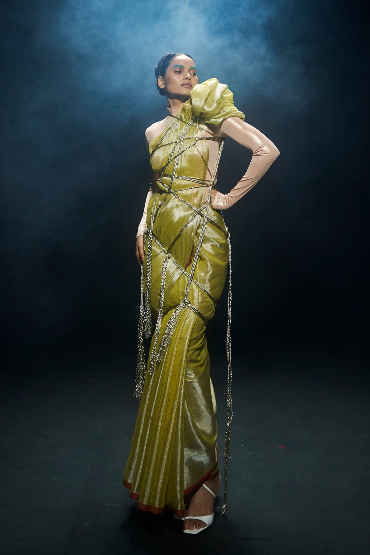 Yellow Zari Tissue Saree