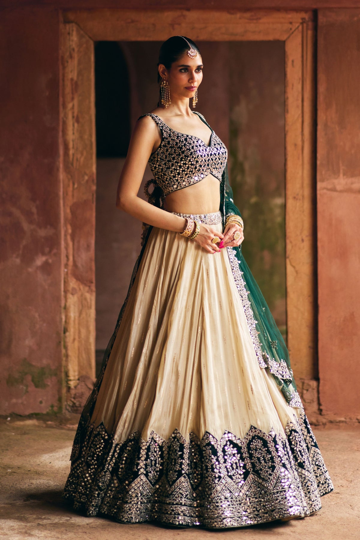 Gold Tissue Lehenga Set