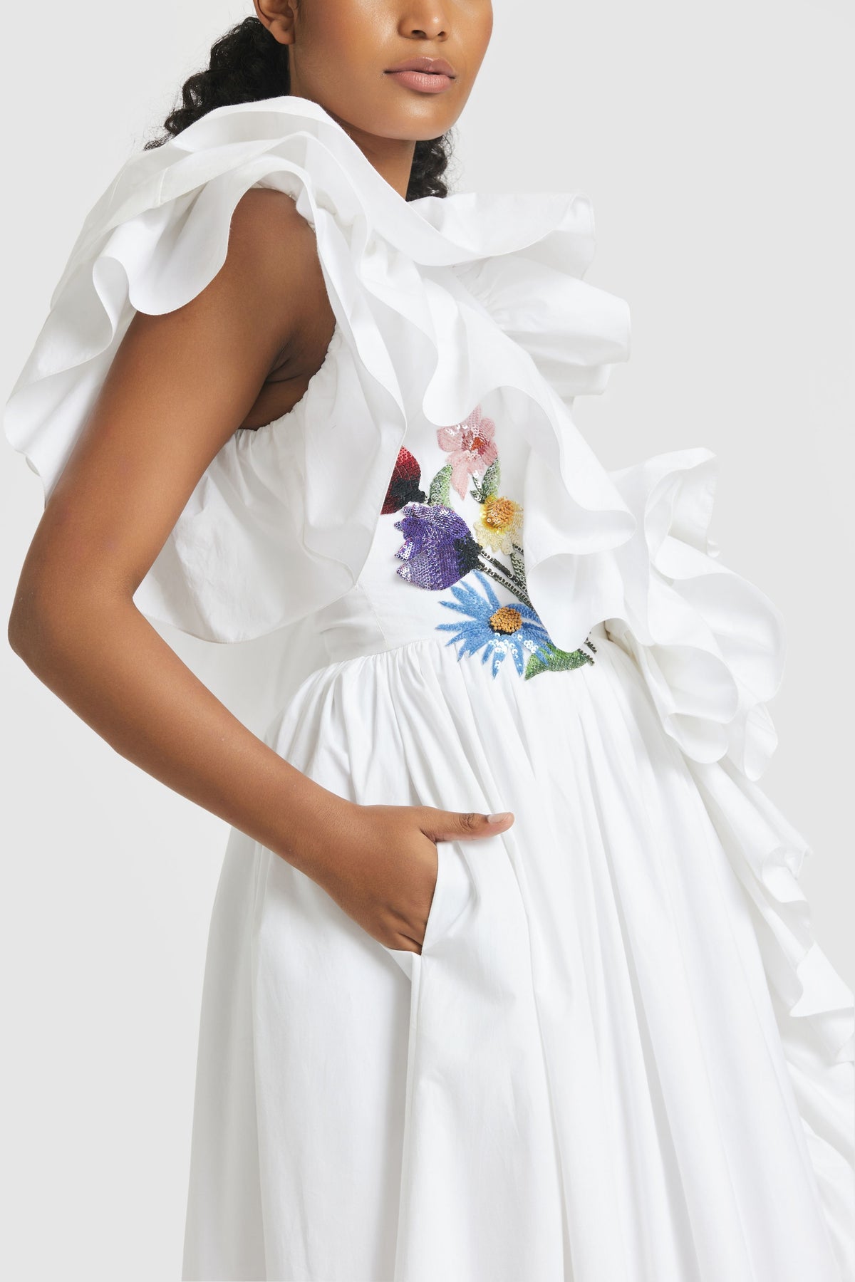 White One Shoulder Midi Dress