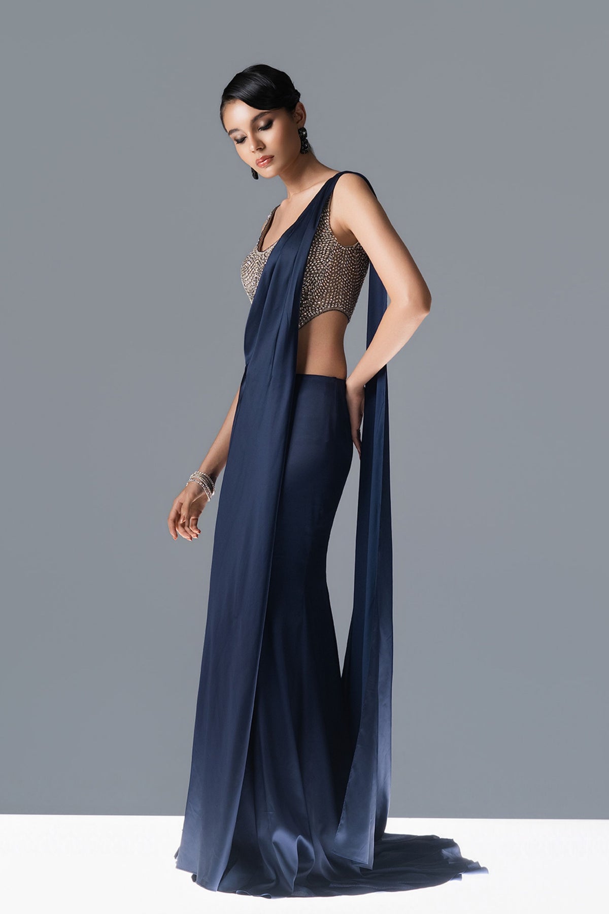 Crystal Eclipse Draped Saree Set