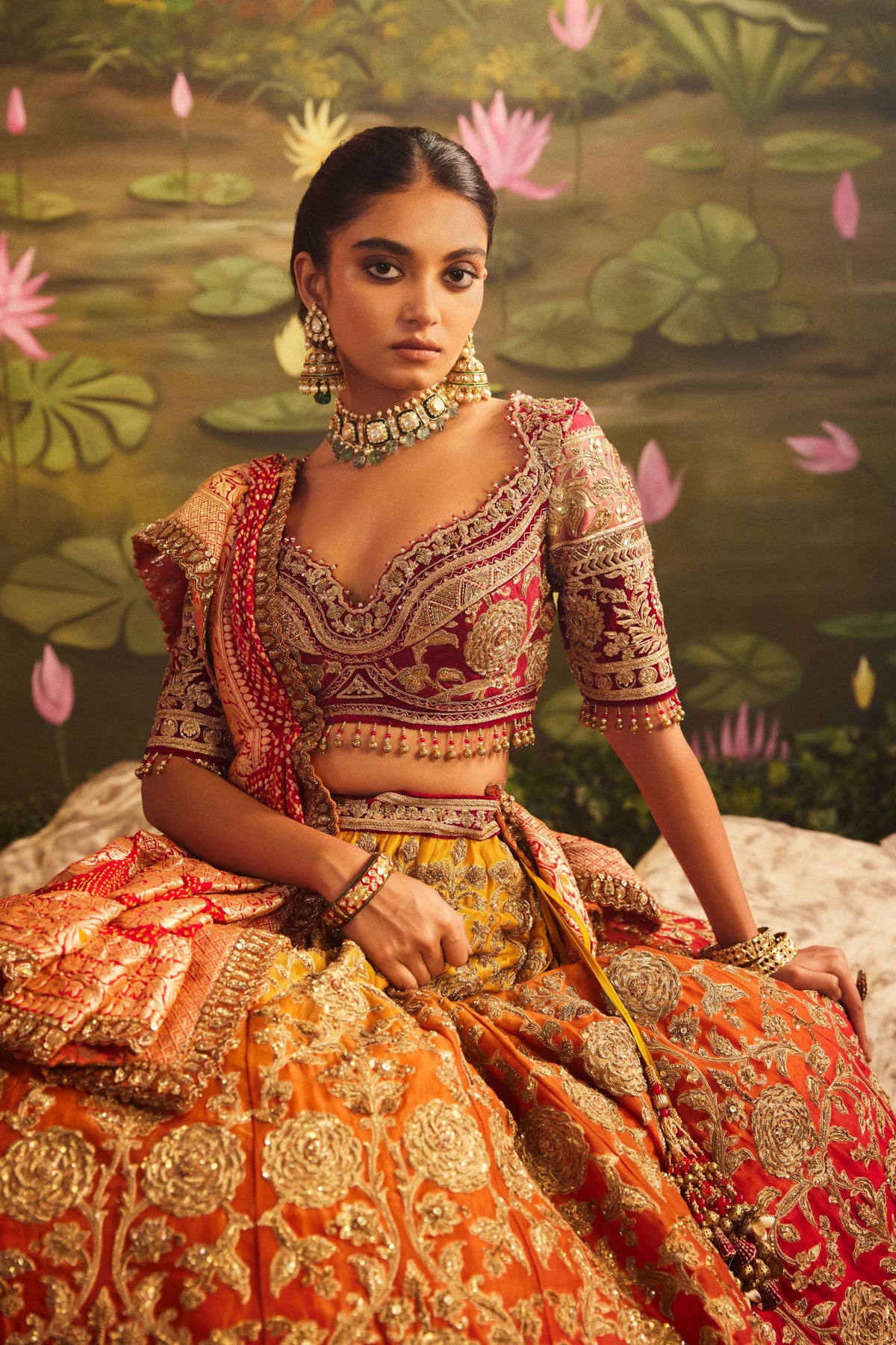 Zardozi Embroidered Organza Lehenga