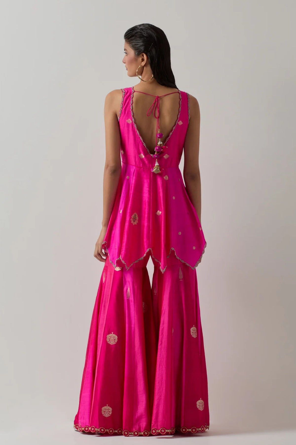 Fuchsia Peplum Sharara Set