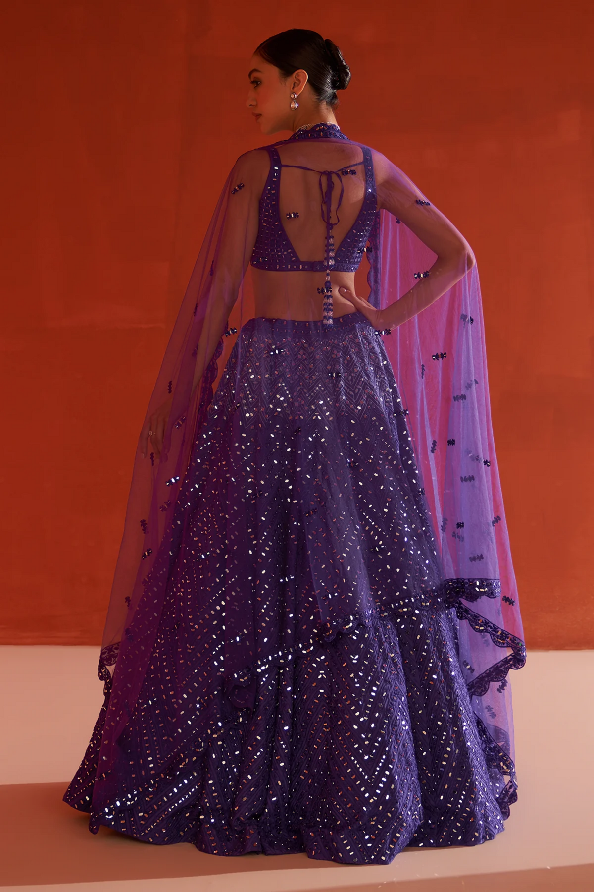 Purple Raw Silk Lehenga Set