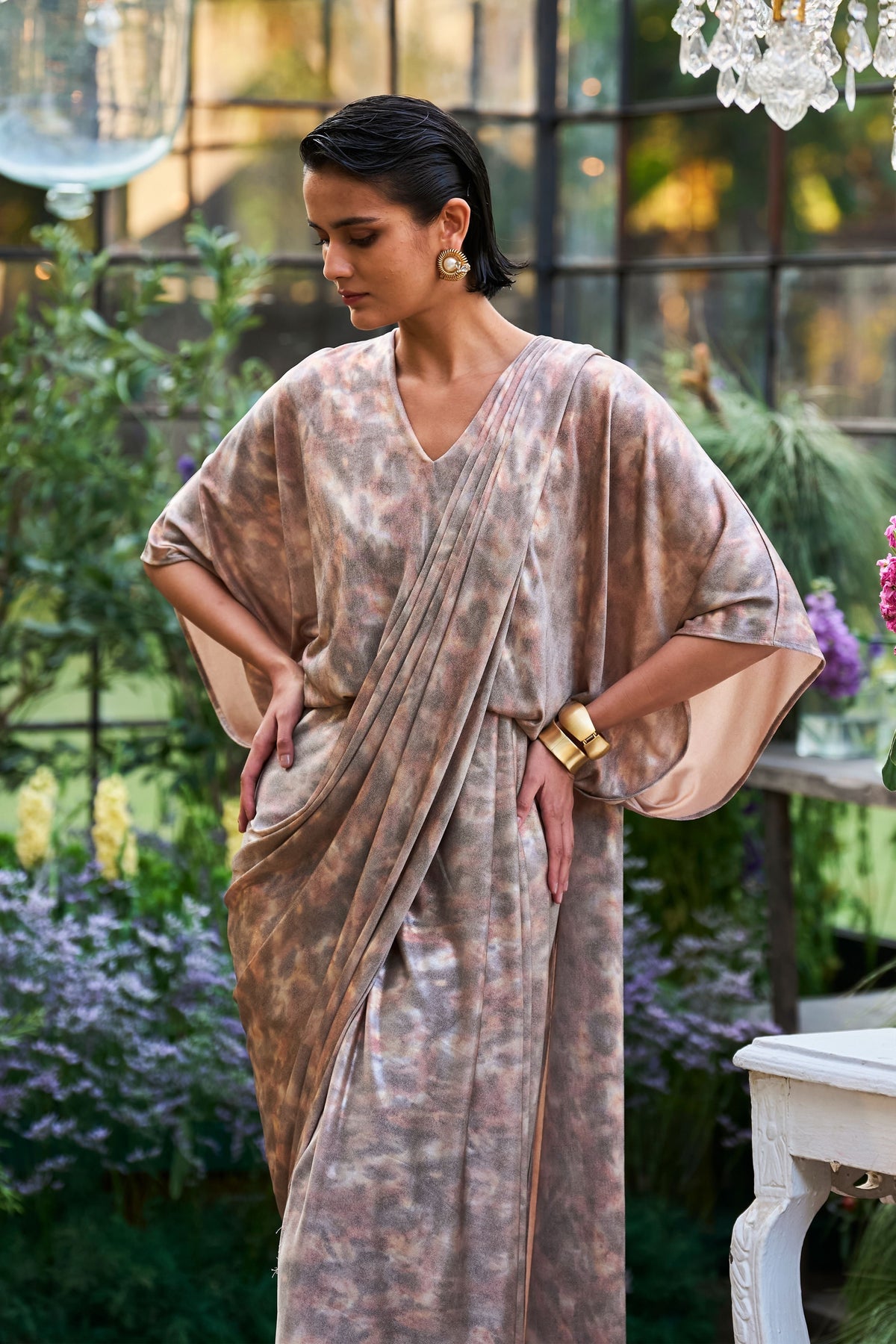 Sari Drape Kaftan Gown