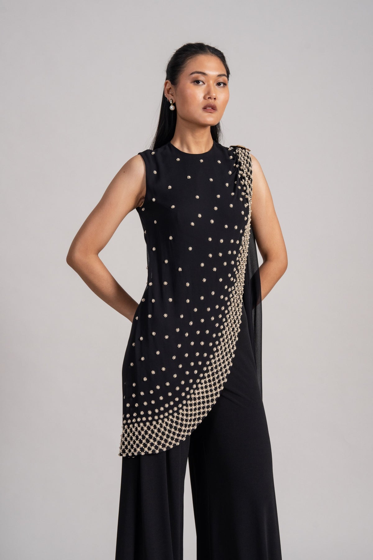 Pearl Meteor Draped Jumpsuit