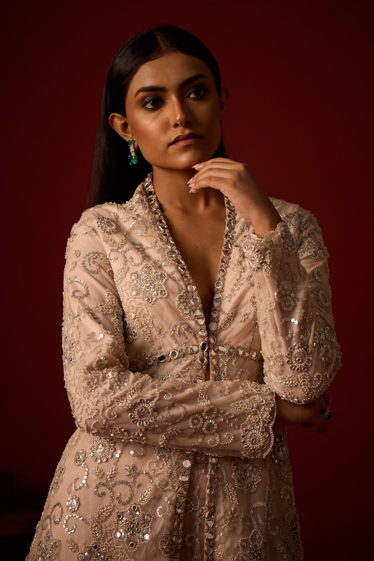 Embroidered Peplum Blazer