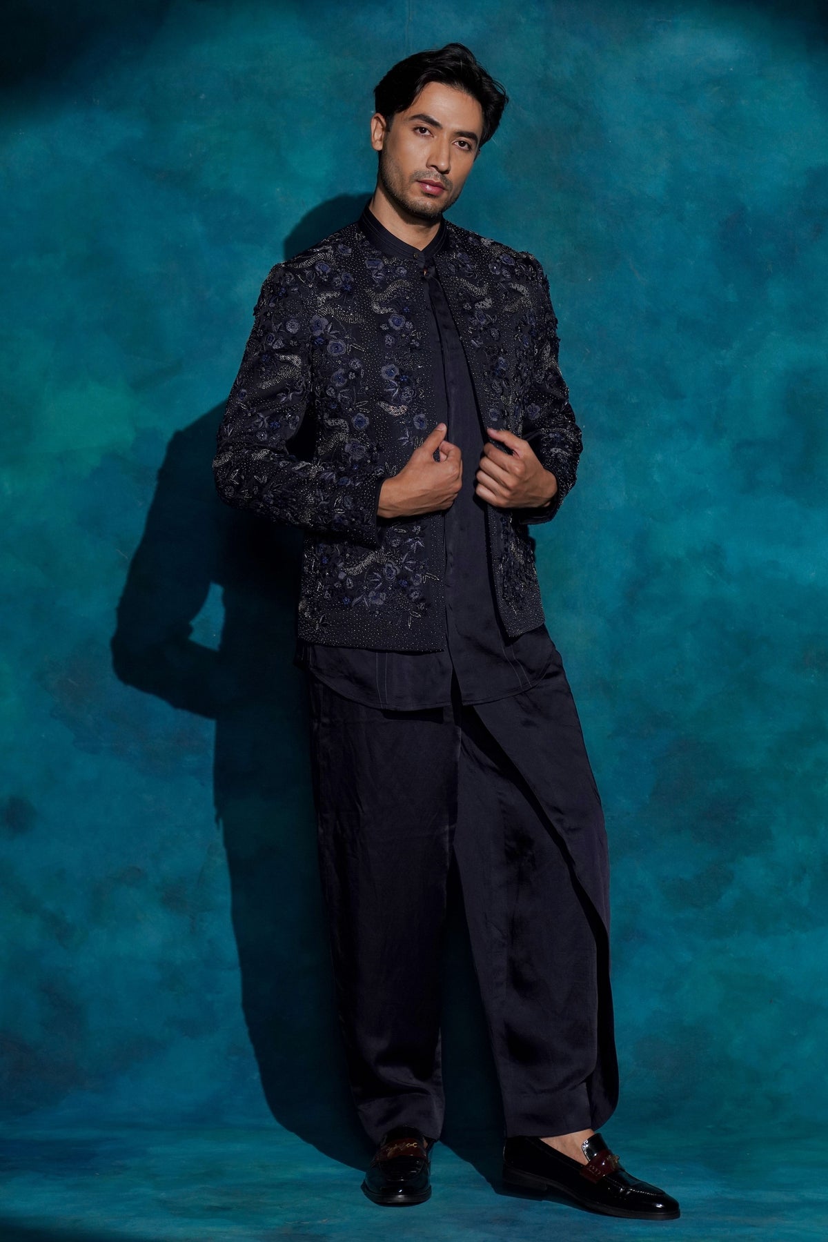 Midnight Blue Floral Jacket Set