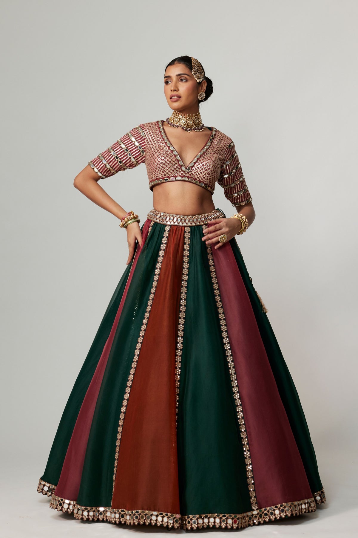 Cranberry Multicolor Lehenga Set
