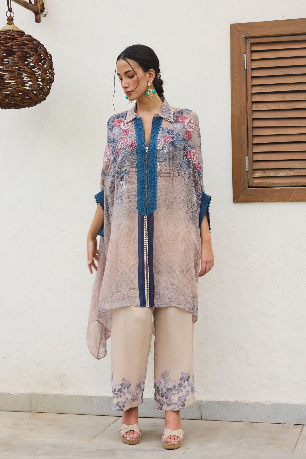 Ira Blue Printed Tunic Set