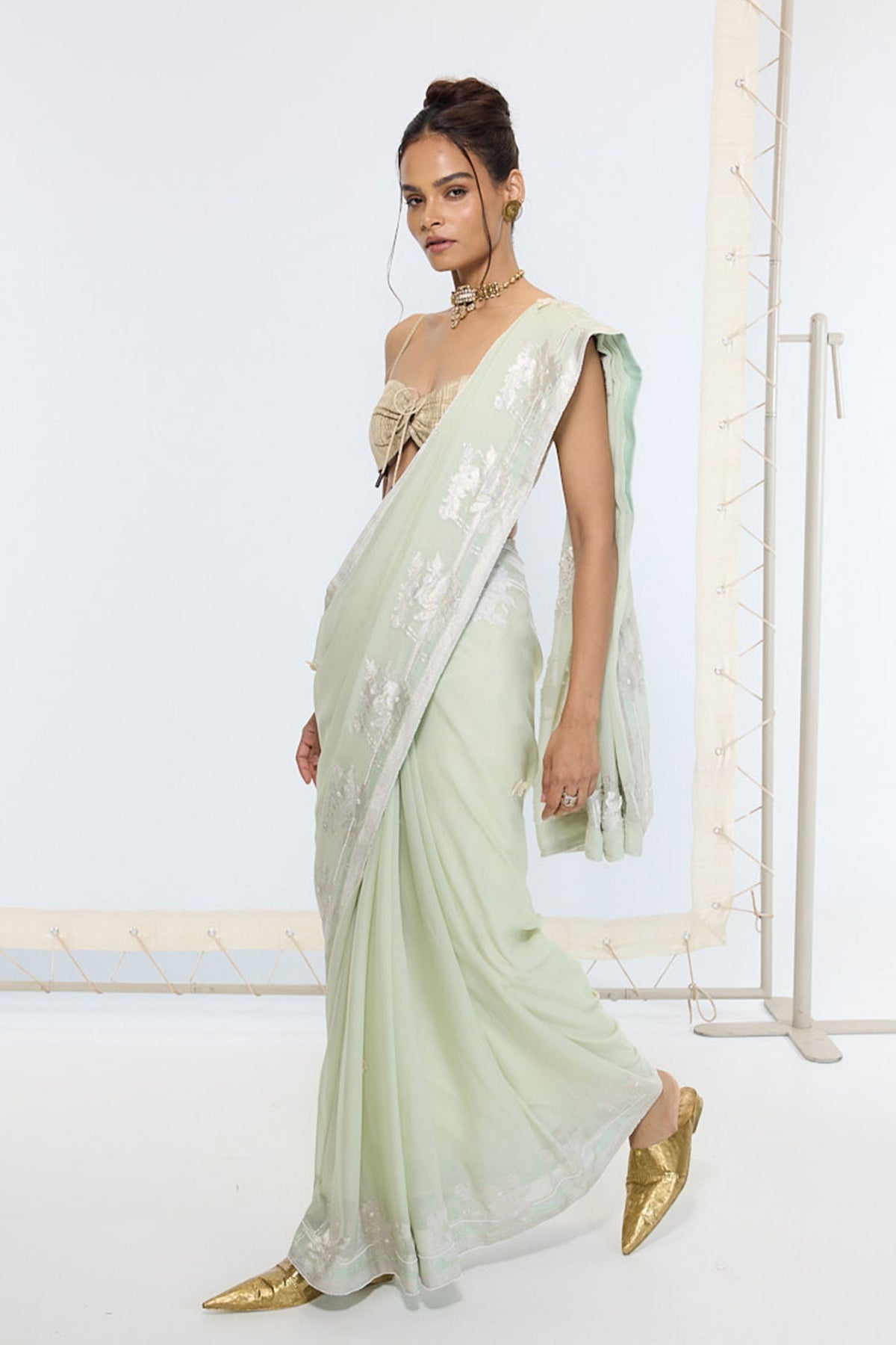 Handwoven Pastel Green Saree