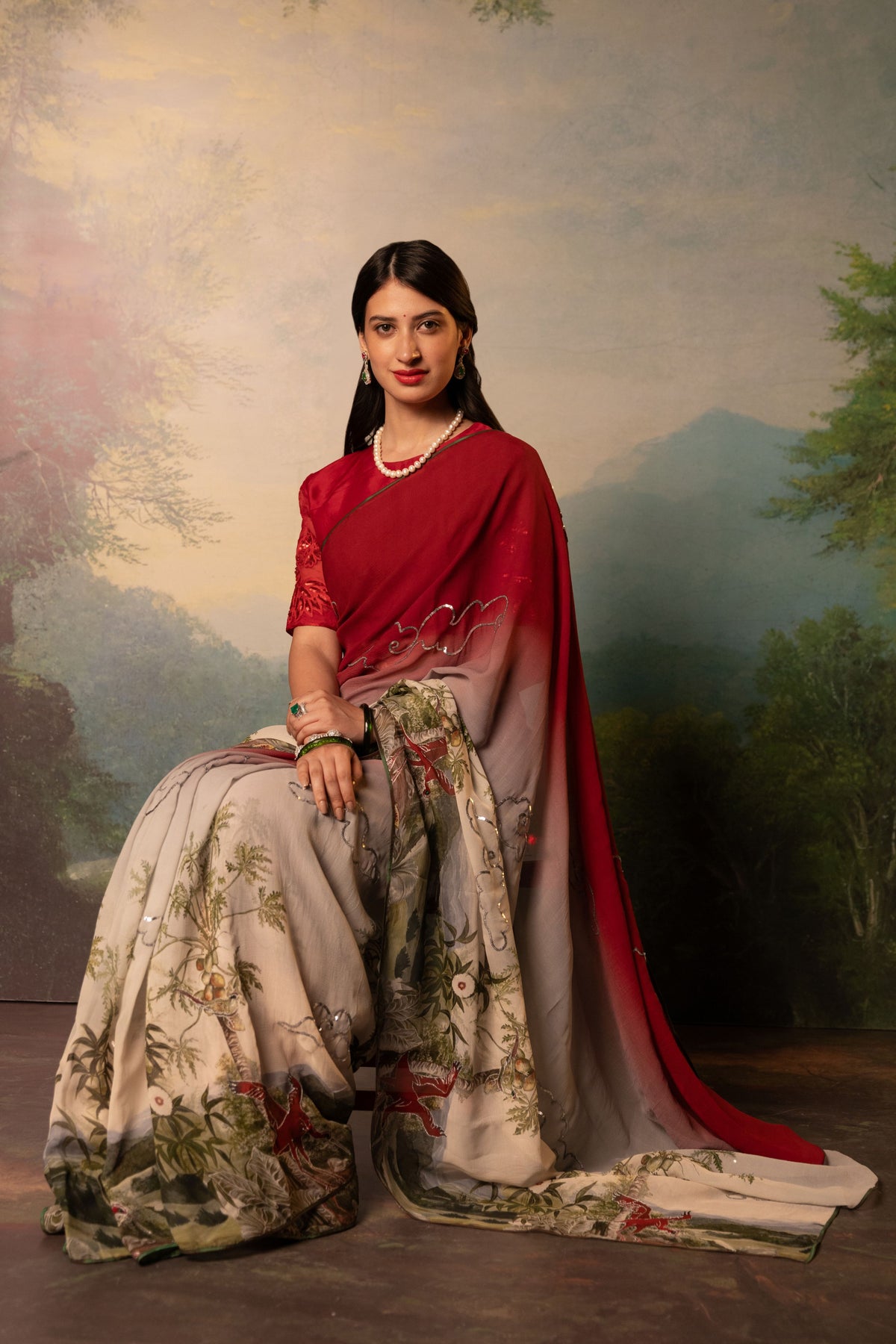 Amelie Printed French Chiffon Saree