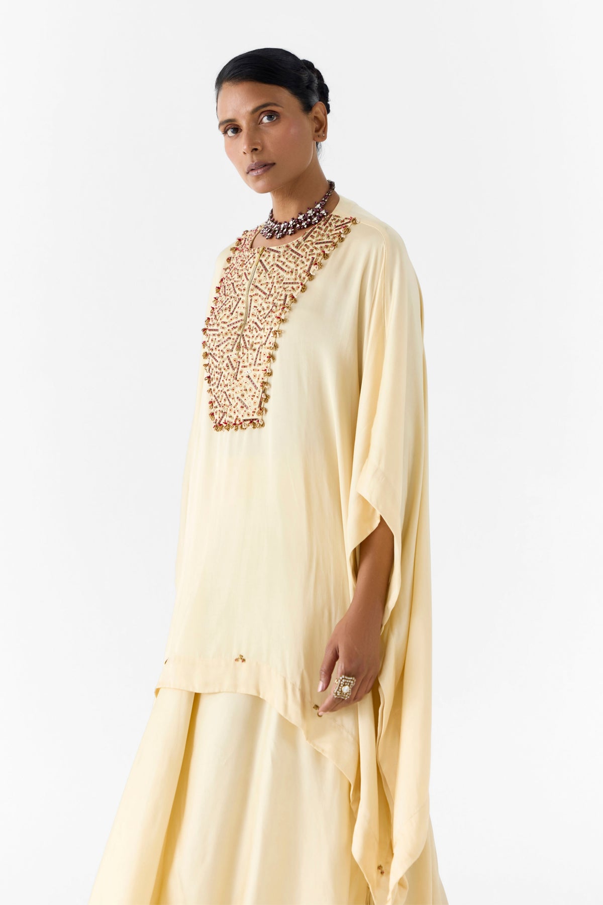 Pearl Embroidered Kaftan Set