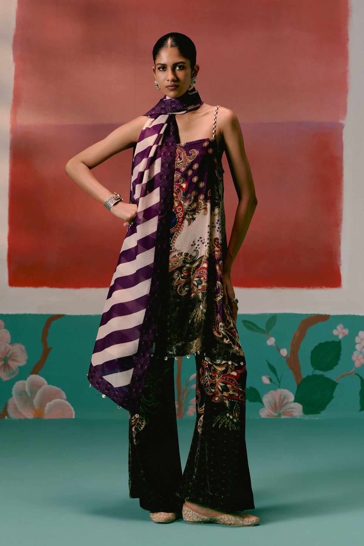 Purple Paisley Kurta Set