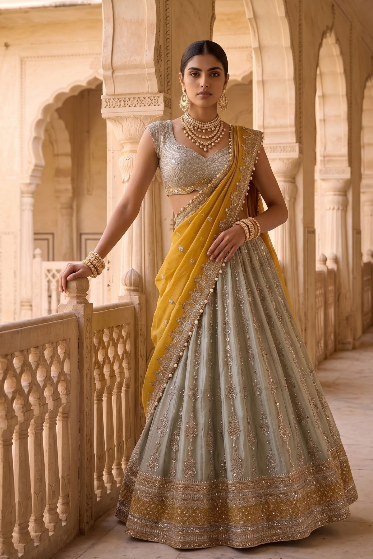 Basanti Gulzar Lehenga Set