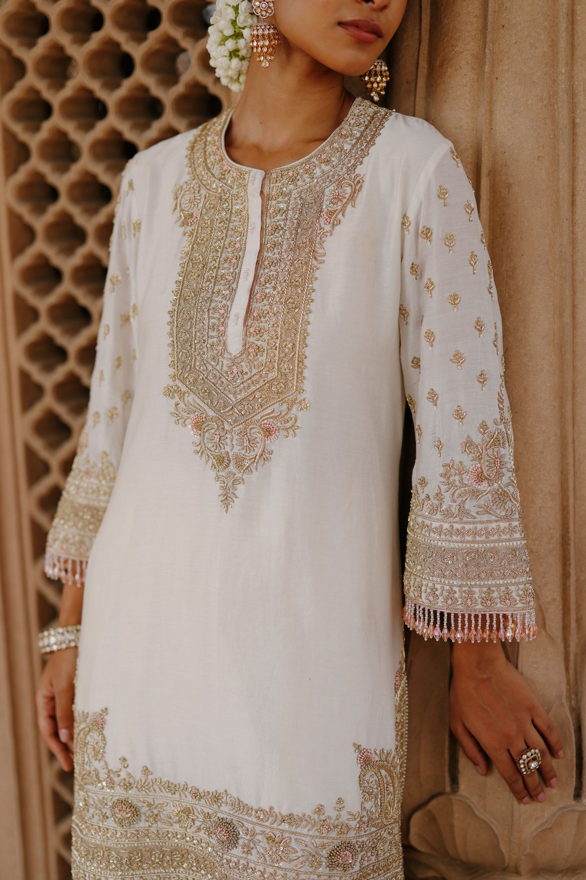 Ansha Ivory Short Kurta Set