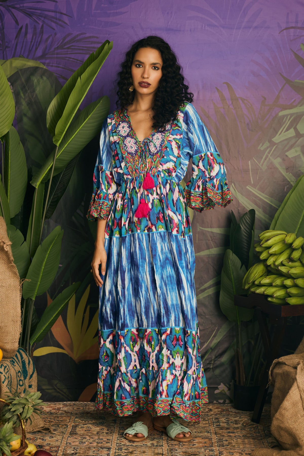 Embroidered Ikat Dress