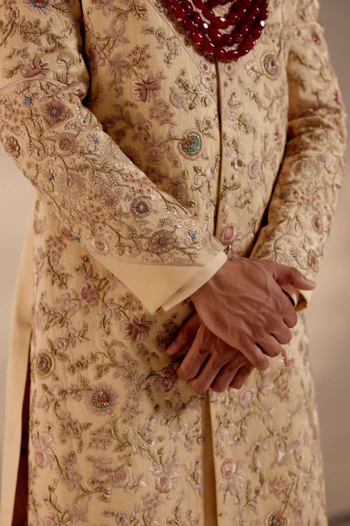 Pale Gold Sherwani Set