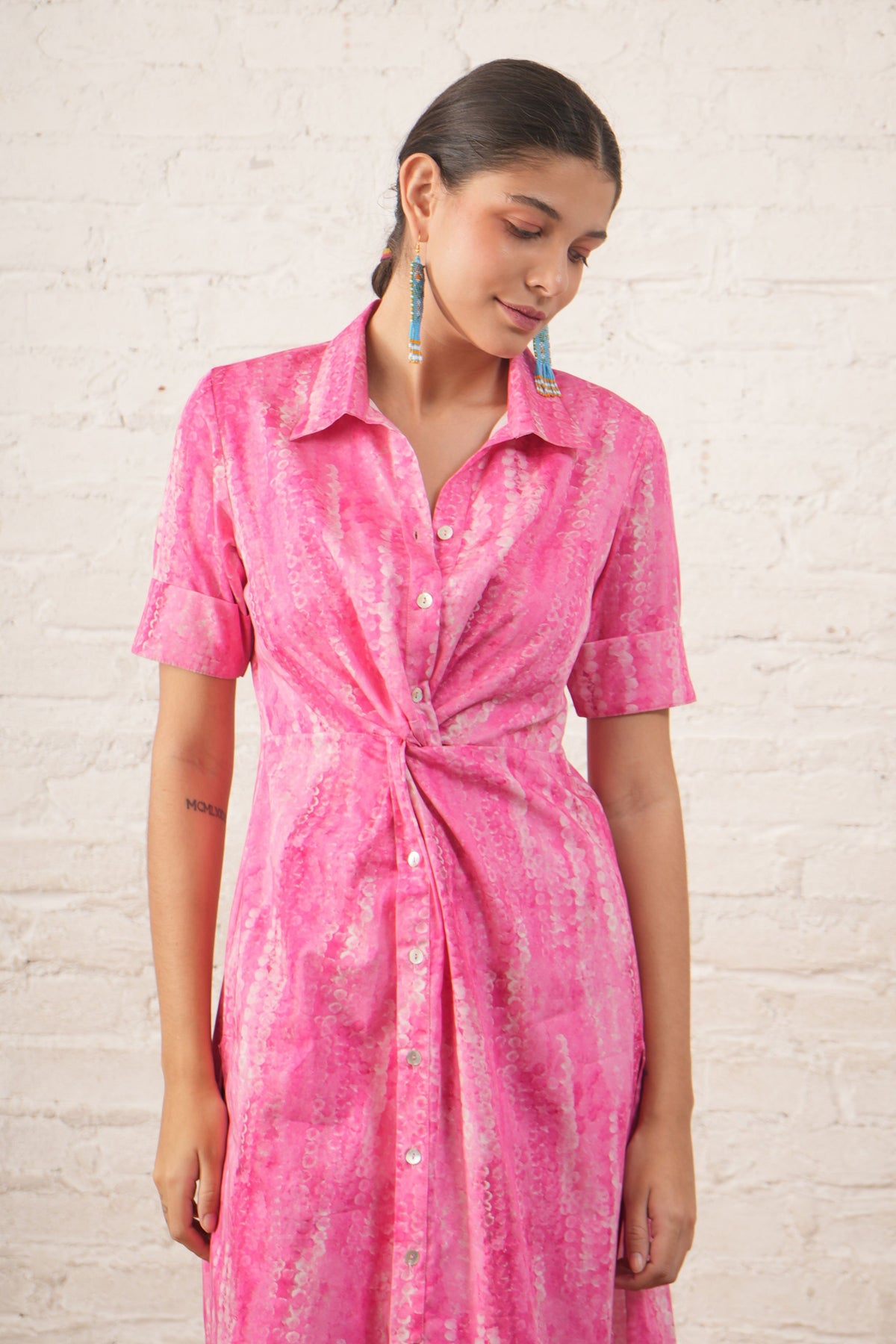 Pink Printed Tunic Set