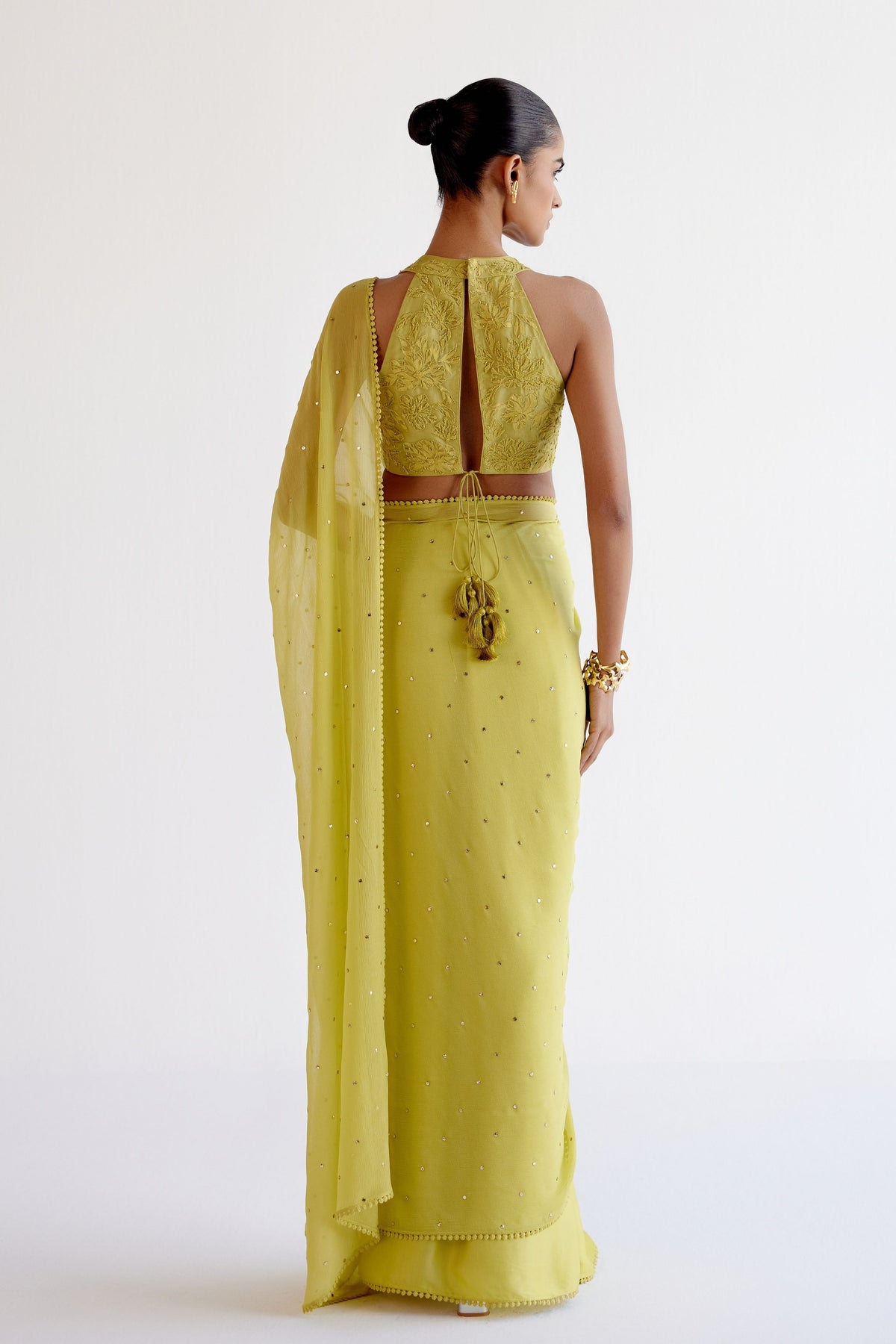 Green Mukaish Saree Set